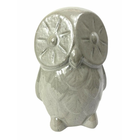 unbranded Other - Owl Figurine Ceramic Bird Grey Statue Decor